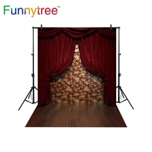 Funnytree fase cortina de pano de fundo para estúdio fotográfico vermelho Padrão de piso de madeira do vintage fundo photobooth photocall
