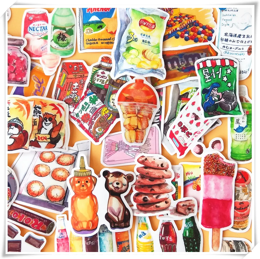 34pcs/pack Fresh Food Daily Snacks Decorative Sticker Scrapbooking