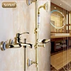 Conjunto de ducha de baño montado en la pared de latón dorado ducha de baño de bolsillo grifo con la barra de la cabeza de ducha de jabón Dis 50047GT-1 ► Foto 1/5