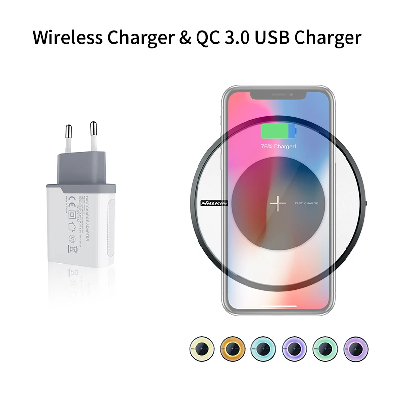 

Fast Wireless Charger Nillkin Qi Wireless Charging Pad with QC 3.0 Quick USB Phone Charger For Samsung S8/S9 Plus For iPhone X