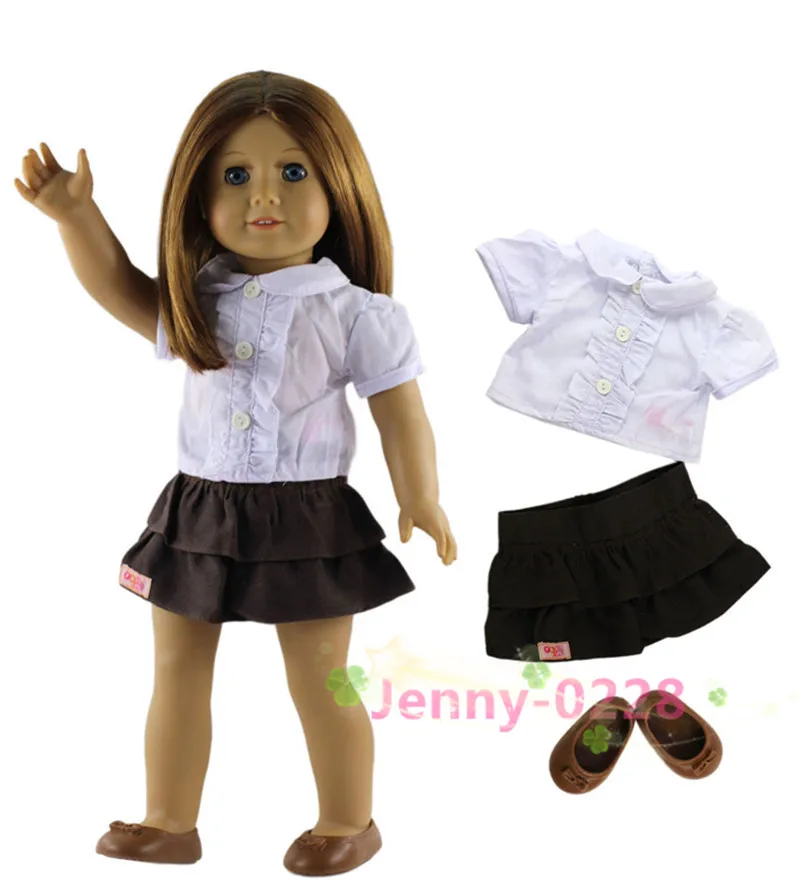 3 в 1 комплект одежды для куклы топ + юбка + одна пара обуви для 18 "американская кукла