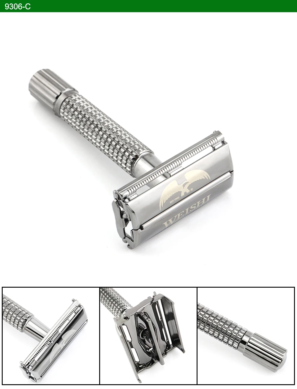 Borboleta de Metal Fosco de Alta Cor de Bronze Safety Razor Double Edge Navalha Weishi Prateado 9306 f 9306 c 9306 i Arma Preto Qualidade Novo 23 Lâmina de barbear