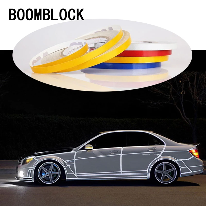 

BOOMBLOCK 1*500cm Car Reflective Strip Body Tire Sticker For Mercedes W204 W210 AMG Benz Bmw E36 E90 E60 Fiat 500 Volvo S80