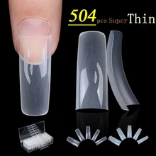 504 шт/Чехол 0,1 мм супер тонкие прозрачные наконечники для ногтей 10 размеров половина крышки Типсы для дизайна ногтей, французские акриловые наконечники для ногтей
