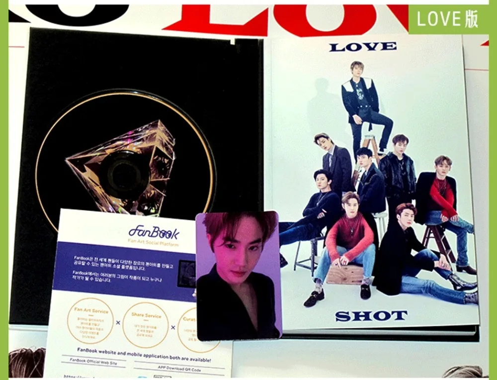 Подписанный EXO autographed 5 й альбом LOVE SHOT CD + Фотокнига K POP122018|Открытки и приглашения| |