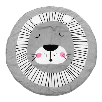 

90CM Kids Play Game Mats Round Carpet Rugs Mat Cotton Crawling Blanket Floor Carpet For Kids Room Decoration INS Baby Gifts lion
