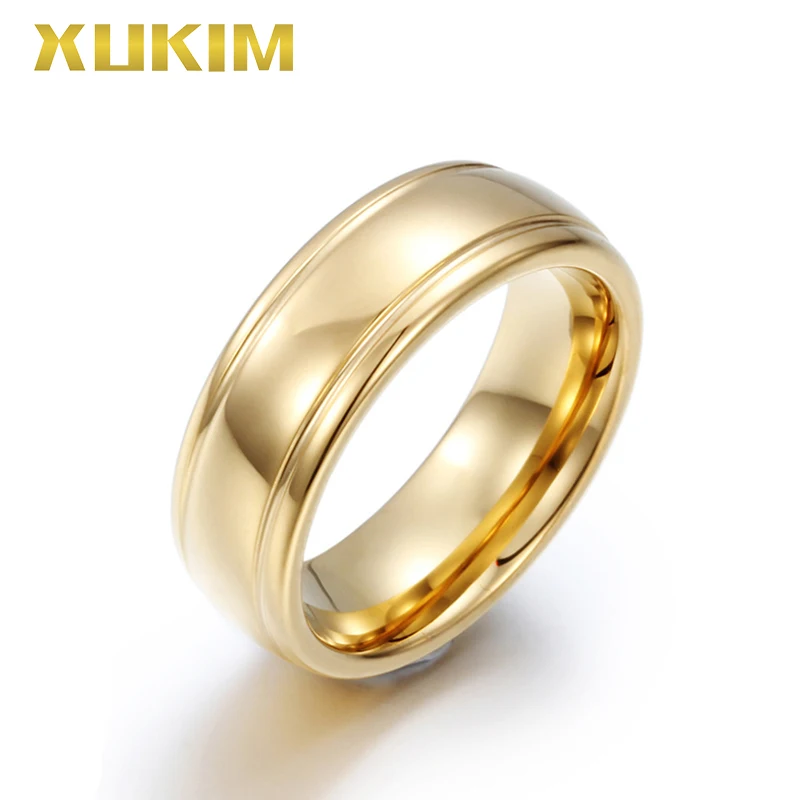 

TSR202 Xukim Jewelry stainless steel rings gold wedding women ring newTungsten men ring