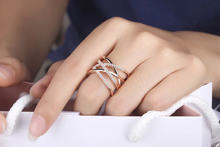 Женское кольцо из серебра 925 пробы с инкрустацией фианита|crown ring|infinity ringanillos mujer |