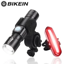 Road Bike Led Front Torch + Taillight USB Rechargeable Mountain Bike Handlebar Light Bracket Cycling MTB Bicycle Accessories west biking waterproof bike helmet light usb rechargeable bicycle handlebar lights safety road bike mountain cycling front light