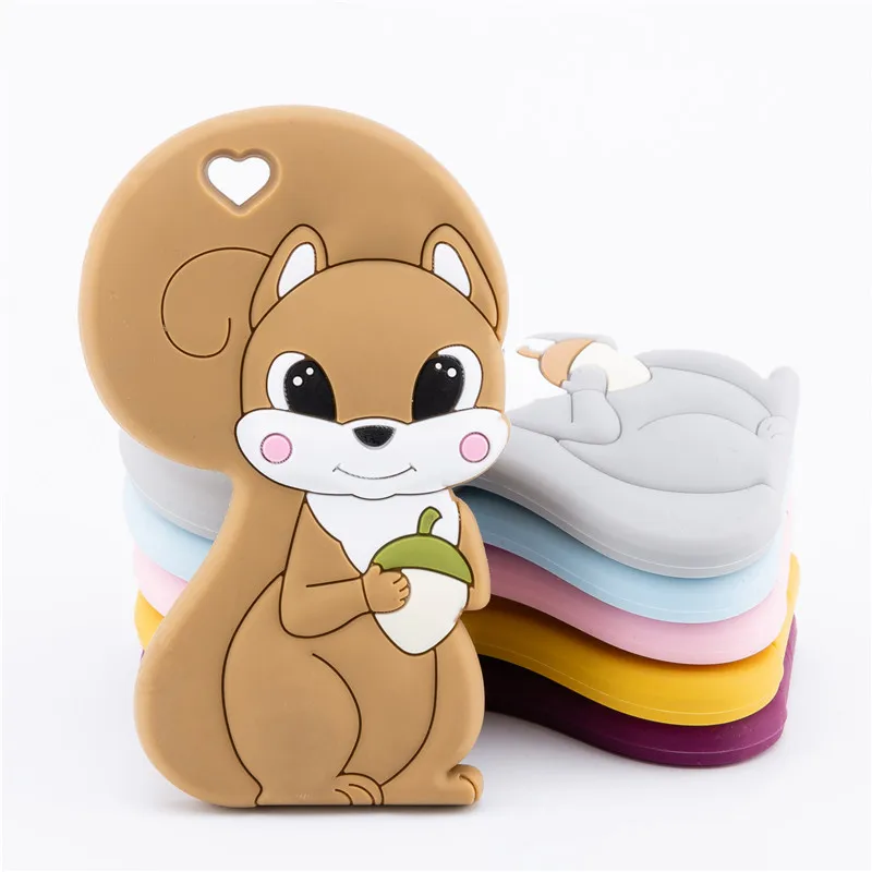 

1PC Silicone Teether Baby Squirrel Food Grade Silicone Rodent Pendant For Pacifier Baby Goods Baby Teethers For Teeth BPA Free