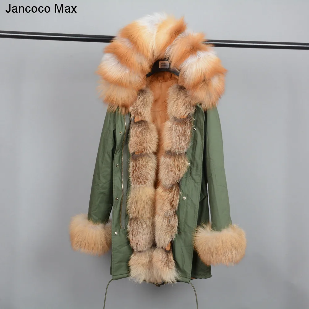 Женское пальто с капюшоном Jancoco Max теплая парка воротником из натурального