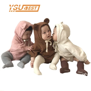 

2018 Baby Cute Little Bear Ears Plus Velvet Clothing Baby Girl Clothes Children Pink Bodysuit Baby Girl Clothes Baby Bodysuits
