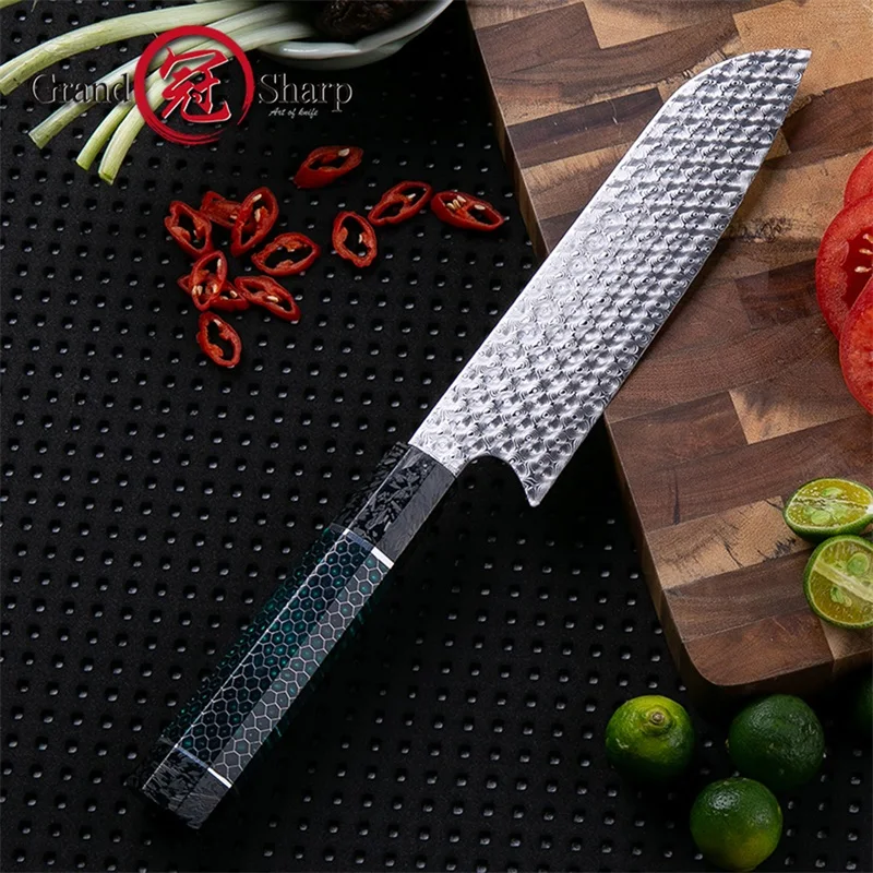 Handmade Kitchen Knife 110 Layers Damascus Steel Premium Santoku Knives Japanese Style with Gift Box Grandsharp | Дом и сад
