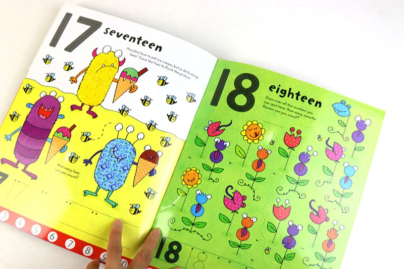 Limpar-limpar o Livro de Exercícios Reusável com Caneta Palavras para Pré-escolar Crianças Inglês Escrita Habilidades Número Aprendizagem Precoce 21*27cm 13 Computers & Electronics
