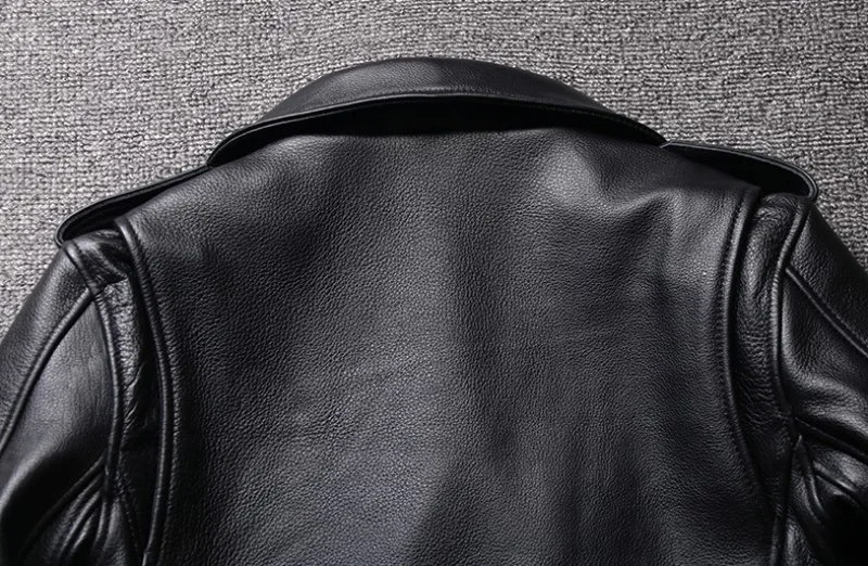 Мужская куртка из натуральной кожи, мотоциклетная куртка черного цвета, высокое качество, Воловья кожа, байкерская куртка из натуральной кожи, Мужская облегающая одежда на молнии