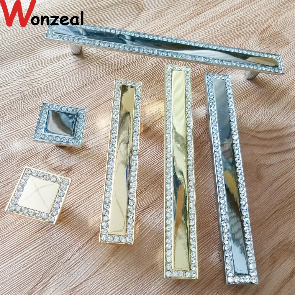 Hole CC 96mm/64mm Single Knob Gold Drawer Pulls Antique Brass Diamond Cabinet Furniture Knobs Dresser Handle Kitchen Pulls