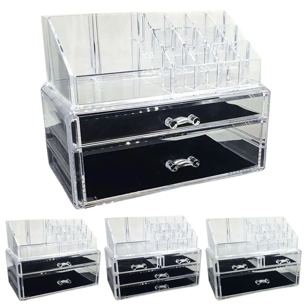 5 styles Transparent Plastic Home Drawer Desk Desktop Storage Box Organiser Clear Acrylic Makeup Make Up Organizer For Cosmetic
