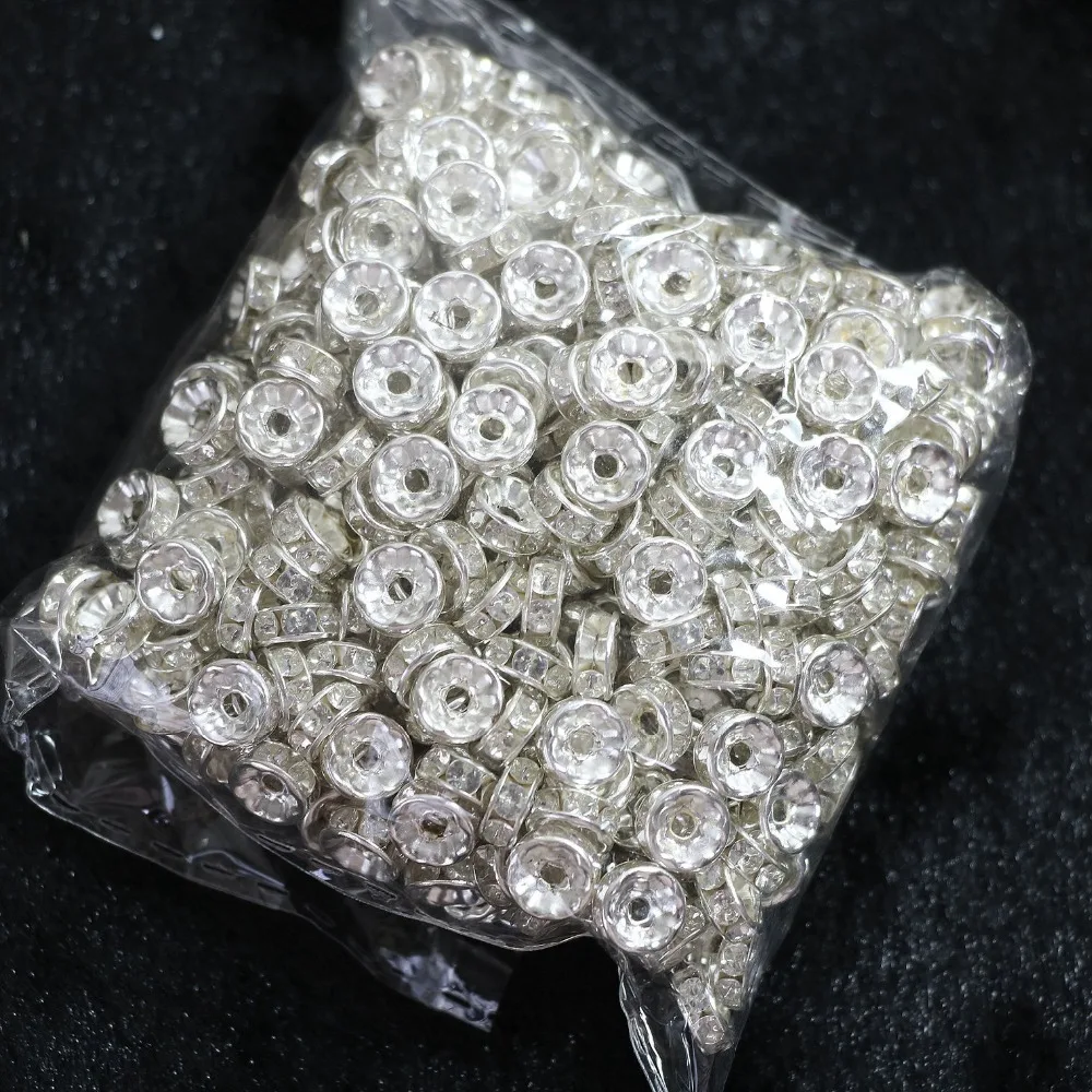 

Silver-color Crystal Rhinestone 6mm 8mm 10mm Rondelle Spacer Beads 500pcs/pack Jewelry Makings B846