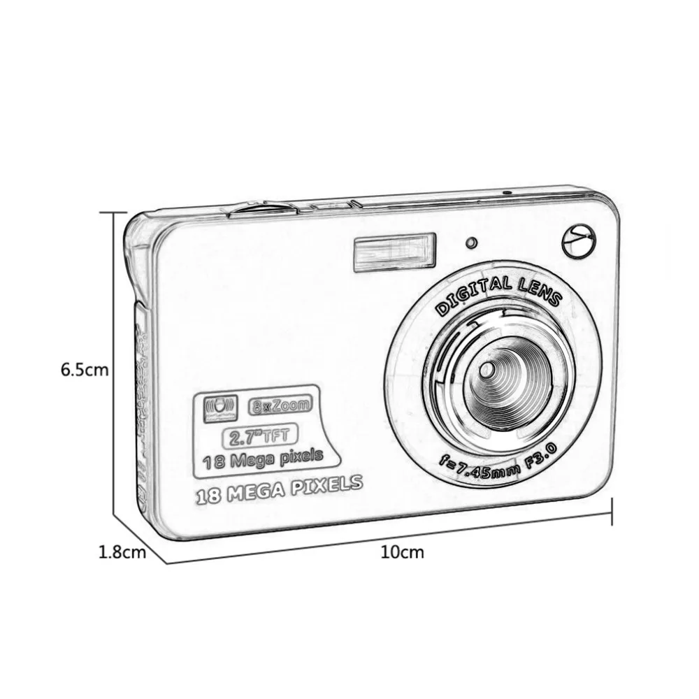 2.7 Inch TFT LCD Display 18MP 720P 8x Zoom HD Digital Camera Anti-Shake Camcorder Video CMOS Micro Camera Children Gift