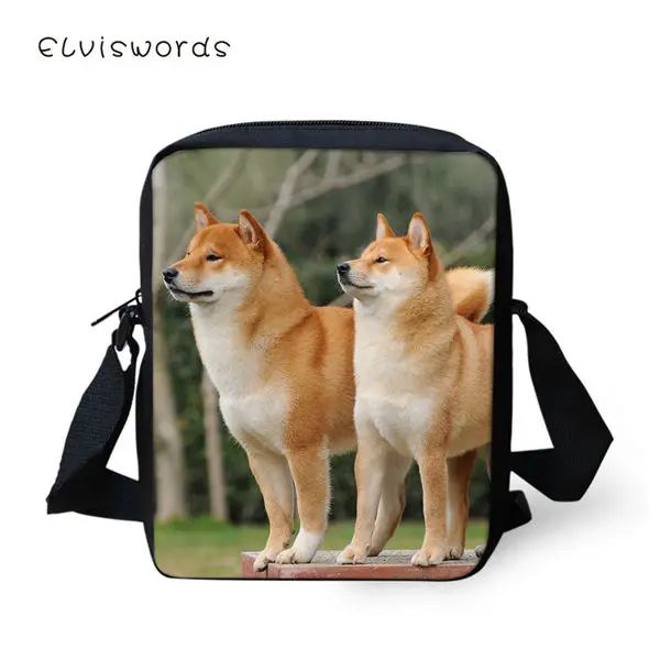 CDWX3455E ELVISWORDS женские сумки-мессенджеры Kawaii животные девушки закрылки крест тела сумки милые Шиба ину Собаки шаблон Мода Девушки Мини кошельки - Цвет: CDWX3455E