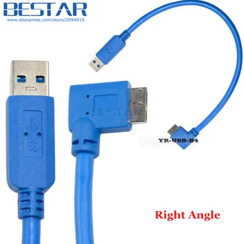 

(50pcs/lot) 30cm 1FT Micro-B USB 3.0 Micro B male 10pin 90D Right & Left angle to USB 3.0 A male plug short Cable for camera HDD