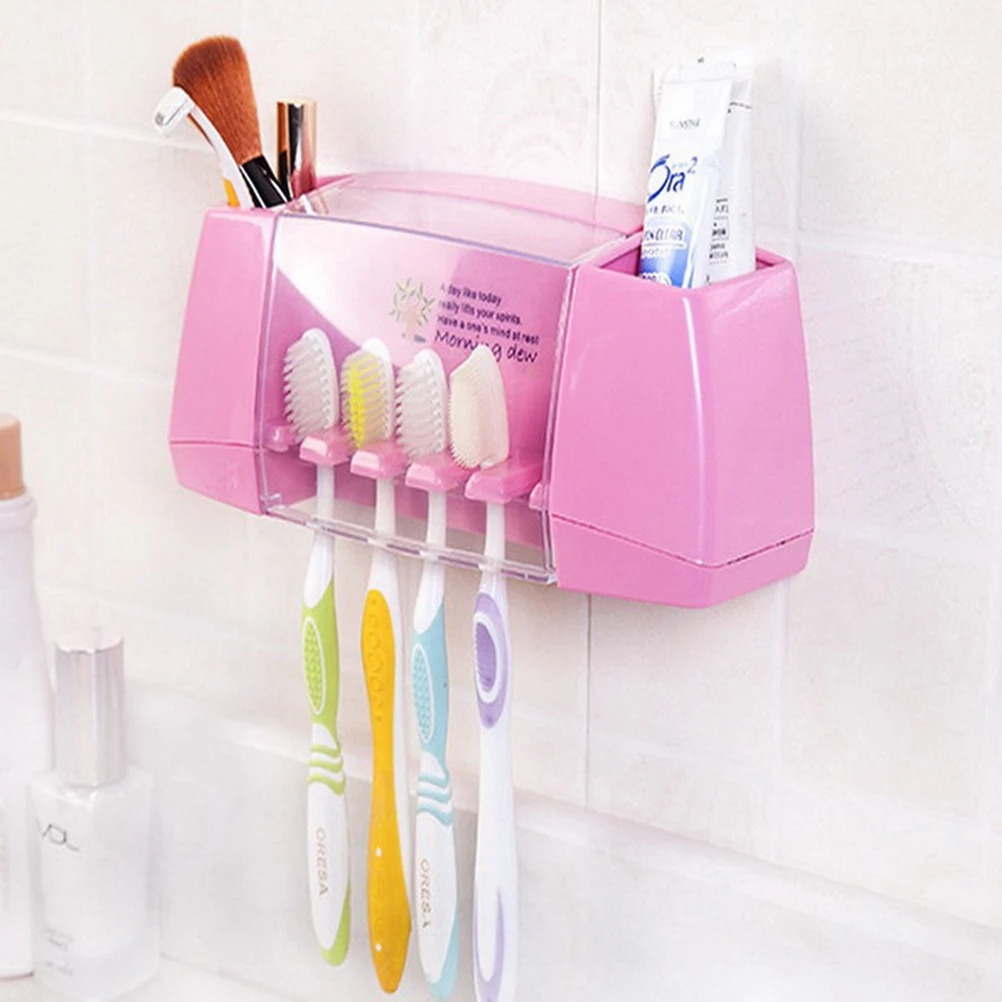 

PVC Multifunctional Suction Hooks Tooth Brush Holder Brand Toothbrush Holder Storage Box Bathroom Accessories Practical