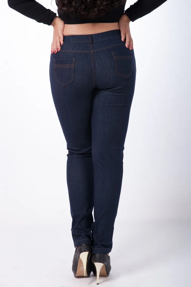 100 кг Большой плюс размер Высокая талия джинсы для женщин узкие супер стрейч джинсы тонкий карандаш брюк шить плюс размер жан летние