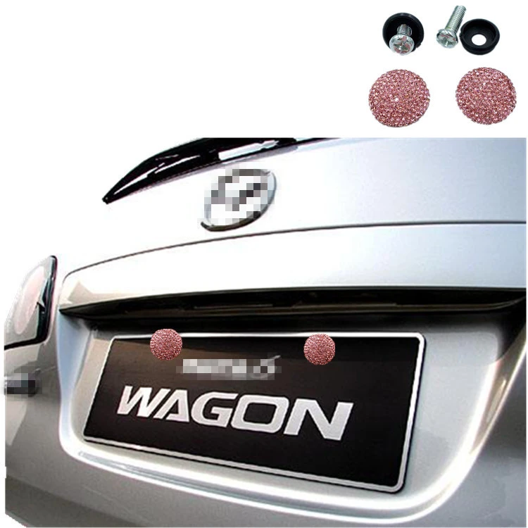 

2 Pieces Set New Style Car License Plate Modification Screw Cap Diamond Cover Solid Sealing Screw Anti-theft