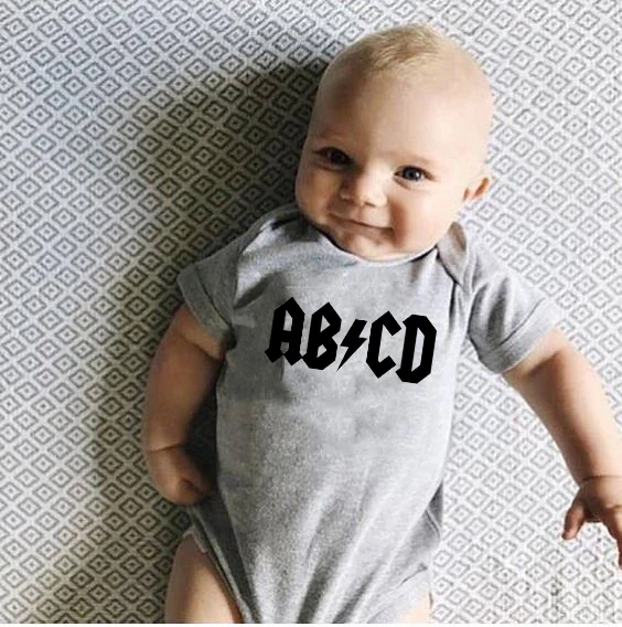 

Infant Clothes Rock Acdc Baby Clothes Funny ABCD Letter Print Newborn Boy Girls Ac Dc Romper Jumpsuit Clothing Outfits 3M-24M