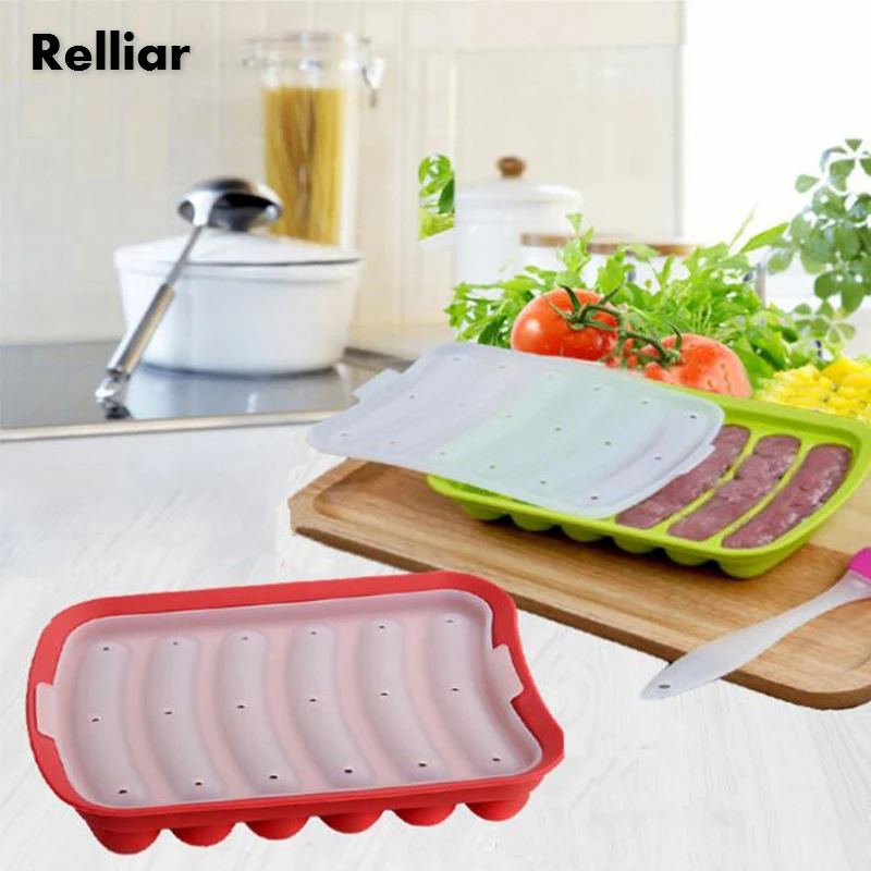 

1pc Ham Maker Silicone Mold DIY Hot Dog Making Mold With Plastic Cover Silicone Sausage Mold Kitchen Gadget