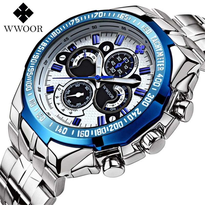 

WWOOR Casual Fashion Men Business Watch Top Brand Luxury Quartz Watch Men Army Military Sport Waterproof Watch Relogio Masculino