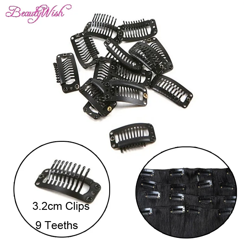 

20Pcs Wig Clips 32mm Snap Clips for Hair Extension I Shape HairClips Tools 9 Teeth Hair Extension Clips in 5 Color Option Clip