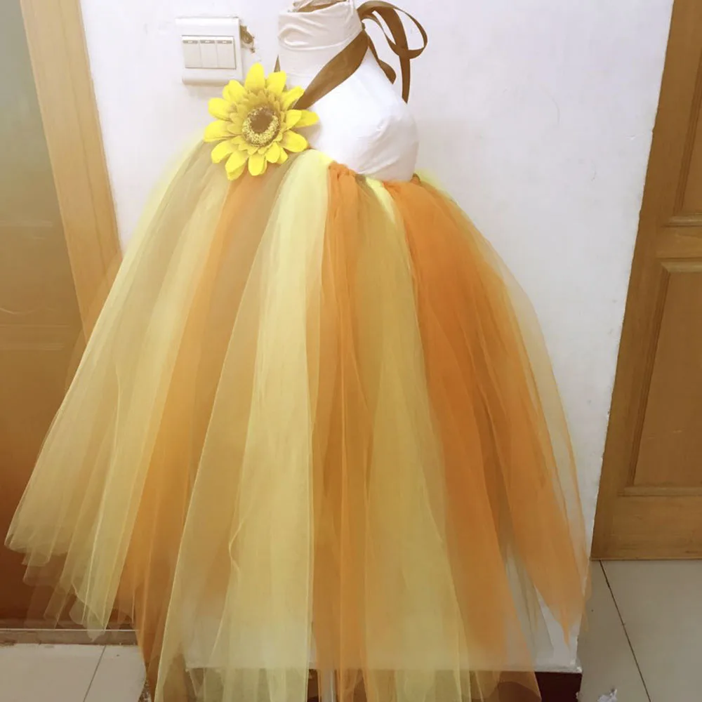 Scarecrow Halloween Girls Dress Vestidos Sun Flower Christmas Kids Costume Outfits Birthday Party Baby Fall Tutu Dress with Hat (2)