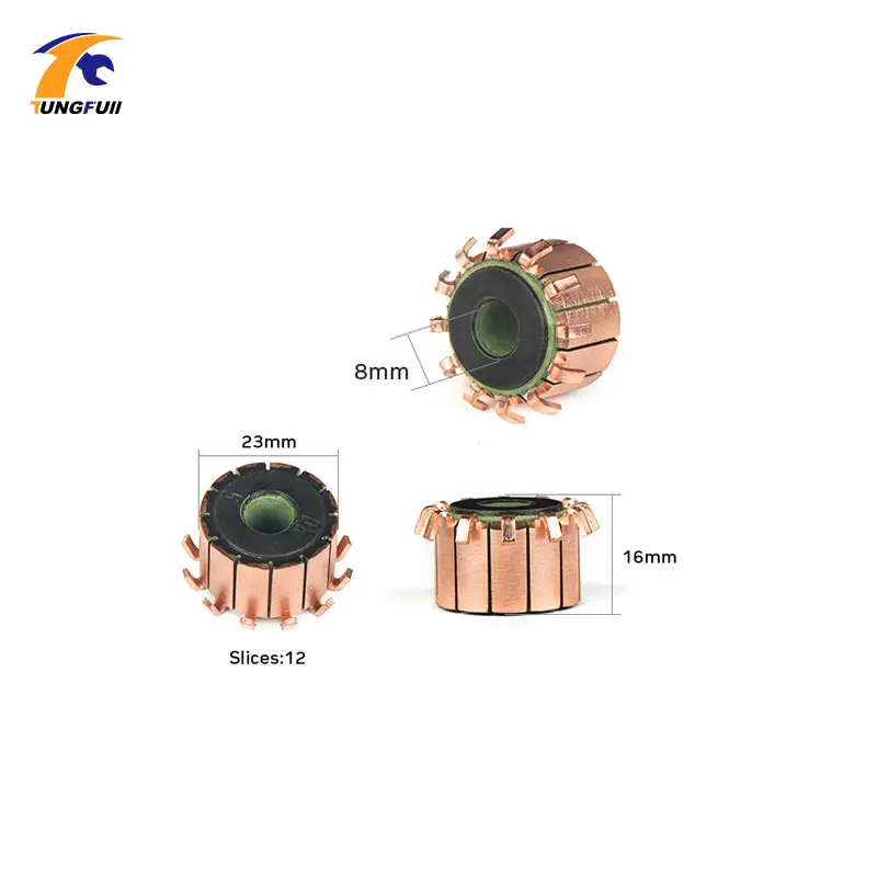TUNGFULL 8x23x16 мм 2 шт. Медь стержень генератор мотор коллектор Медь тона латунь двигателя коллектор микро-просверленные арматура инструмент