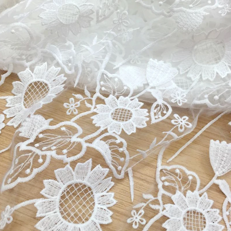 

5Yards/Lot,Latest African Tulle Lace High Quality African Cord Lace For Nigerian Wedding Dress.White Color Organza Lace Fabric