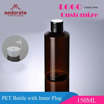 

Sedorate 20 pcs/Lot 150ML Empty PET Bottle For Cosmetic Lotion Containers Brown Amber Pet Container With Inner Plug XMCI43