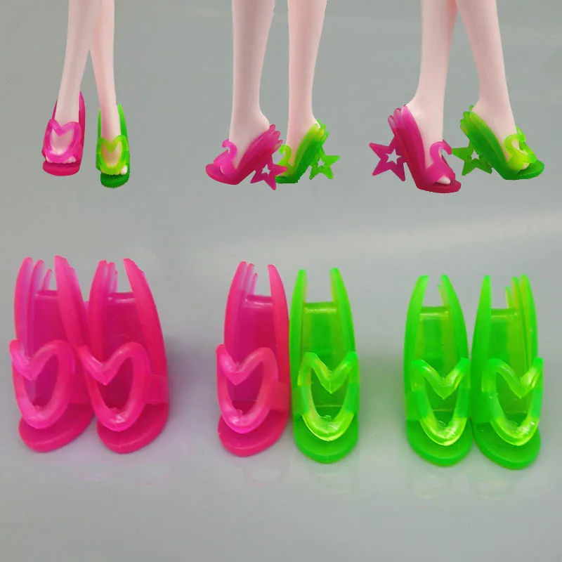 5pairs/lot Fashion Doll Shoes For Monster High Dolls High Heel Star