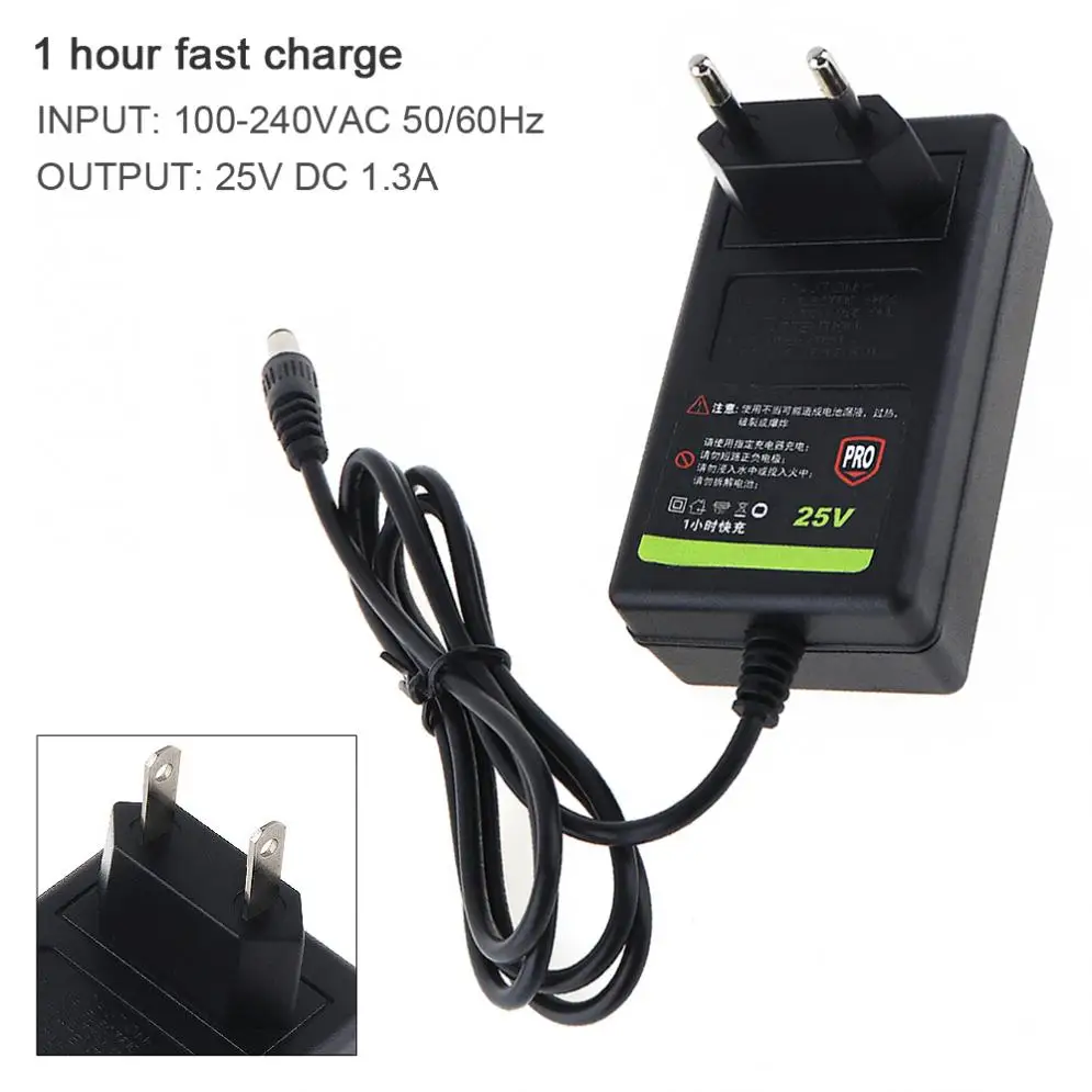 

100-240V Support US/EU Power Source Portable Multifunction 25V DC Li-ion Charger for Lithium Drill / Electrical Wrench