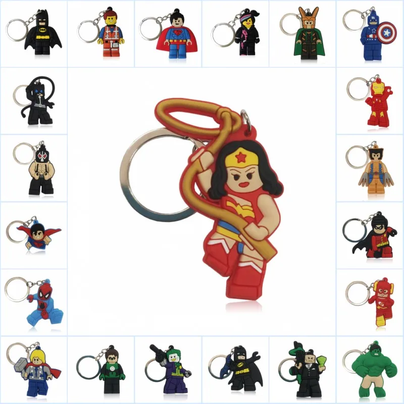 

3pcs Marvel Superhero Cartoon Pendant Keychain Action Figure Key Ring Holder Kid Gift Trinkets Key Cover Accessory Jewelry