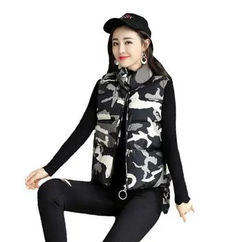

2019 Women Winter Vests 2019 New Lightweight Slim Short Vest Cotton Padded Jacket Sleeveless Female Collar Waistcoat