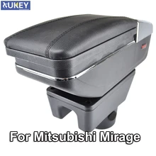 Apoyabrazos para Mitsubishi Mirage Attrage 2014-2018, caja de almacenamiento giratoria con reposabrazos, decoración, estilismo para coche, 2015