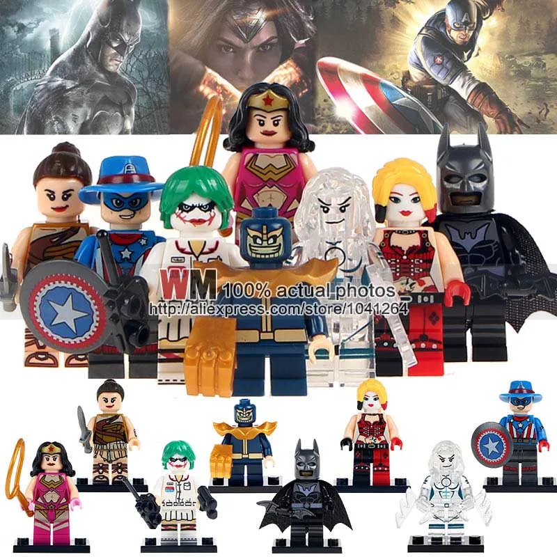 

10Lots of WM6014 DC Super Hero Batman Joker Harley Quinn Woder Woman Super Heroes Building Blocks Education Children Gift Toys