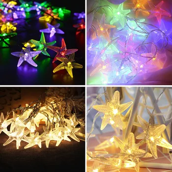 

1.5M 3M 4M Starfish String Lights LED Fairy Garland Waterproof For Christmas Wedding Home Indoor Decoration Warm White Colorful