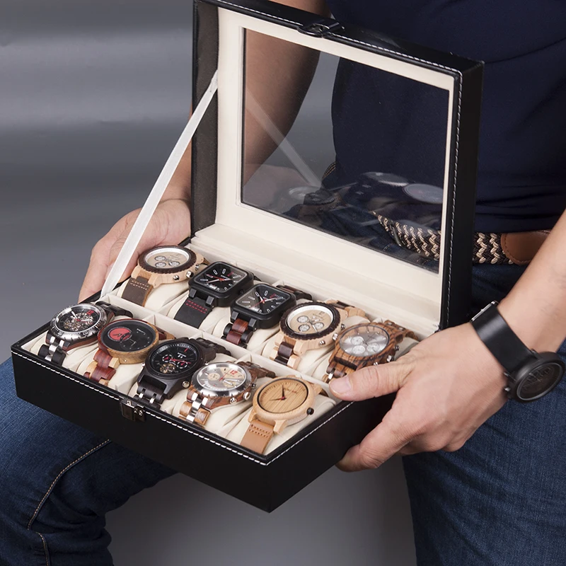 BOBO BIRD Leatherette Wrist Watch Display Box Organizer Storage Box Watch Holder Jewelry Display Case saat kutusu