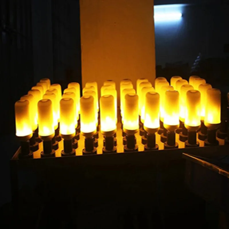 Четырех режимов моделирование Динамический светодиодный с эффектом пламени E27/E26/B22 держатель лампы рождественские украшения фонарь светильник с гравитационным датчиком 85-265V