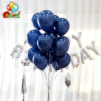 

1 Set 12 inch Noctiluca blue Latex balloon 18 inch Heart Matte dark blue balloons Birthday wedding party decoration supplies