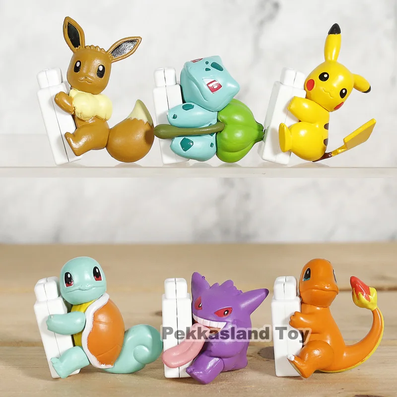 

6Pcs/set Pikachu Eevee Squirtle Bulbasaur Charmander Gengar Figures Cable Protector For Android PVC Toys