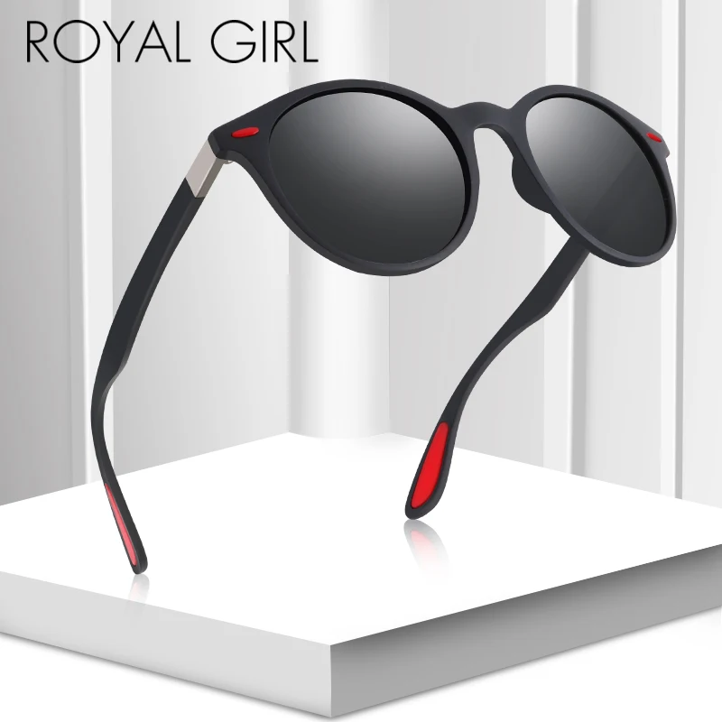 

ROYAL GIRL Polarized Sunglasses Men Women Classic TR90 Legs Lighter Brand Designer Round Sun Glasses Driving Gafas UV400 ms079