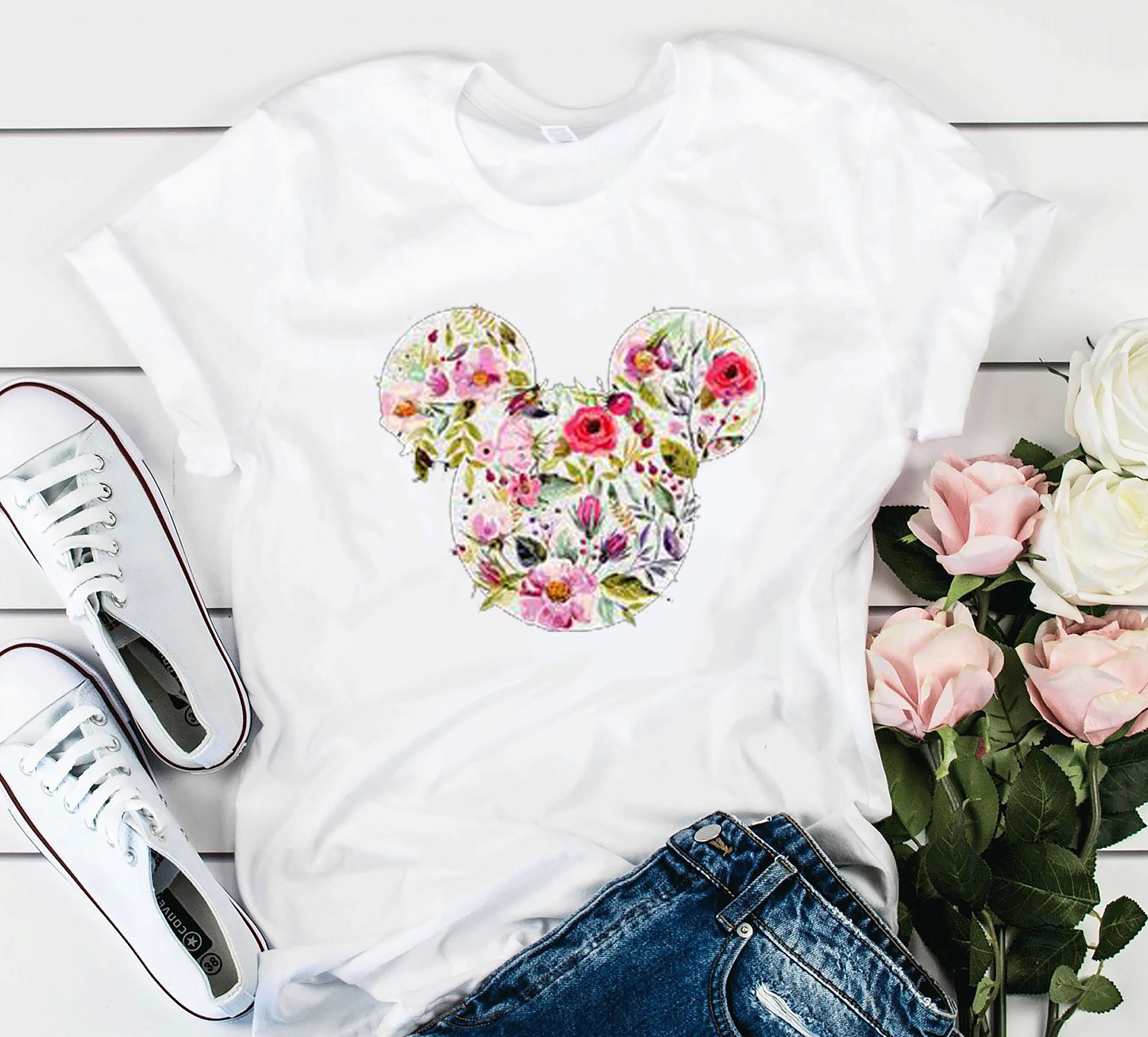 

Women Minnie T-Shirt Mouse Micky Graphic Tee Girl Cute Hispter Travel Tops Tumblr Trendy Tee