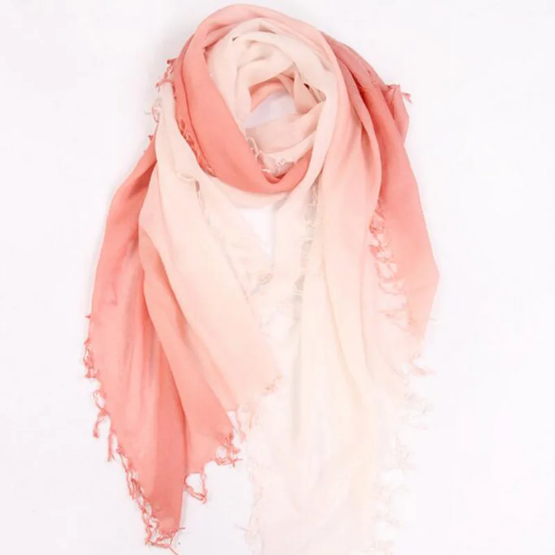 

Luxury Pashmina Cashmere Scarf Women Pink and Orange Gradient Fringe Cashmere Scarf Shawl High Quality Free Shipping